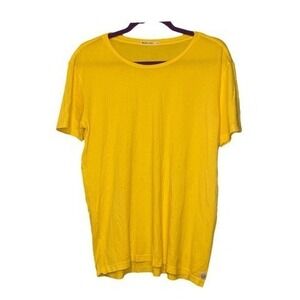 Marine Layer Signature Crewneck Tee Bright Yellow Modal Cotton Knit Short Sleeve